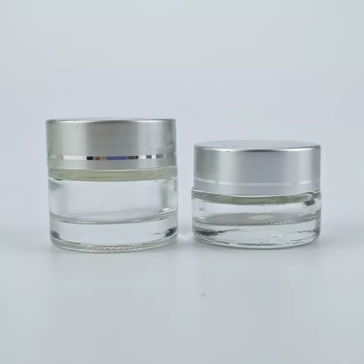 Transparent glass cosmetic jar