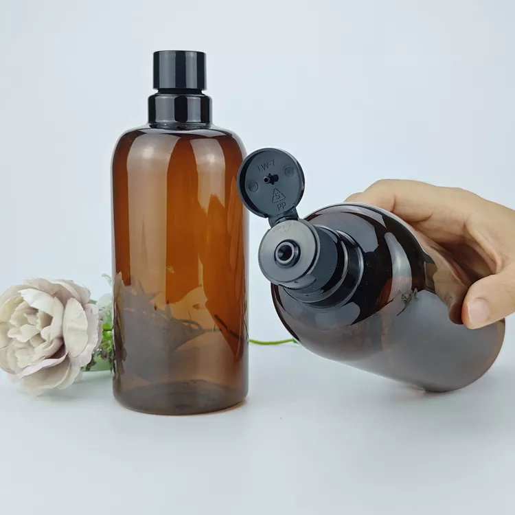 Cosmetic bottle with flip disco screw cap