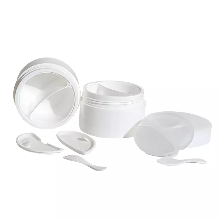 Cosmetics dual chamber make up jars