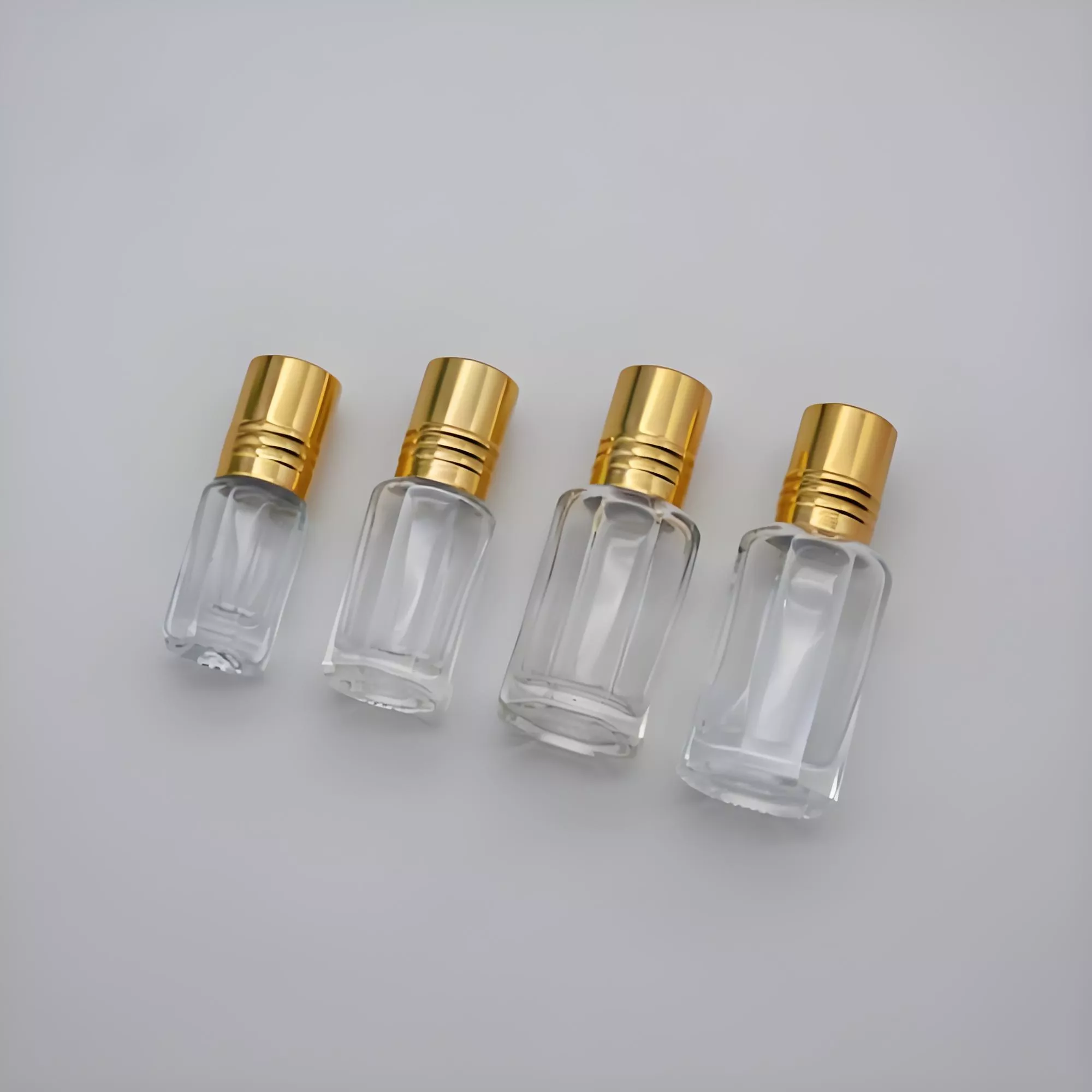 2~20ml glass octangle small size roller ball bottle with golden cap