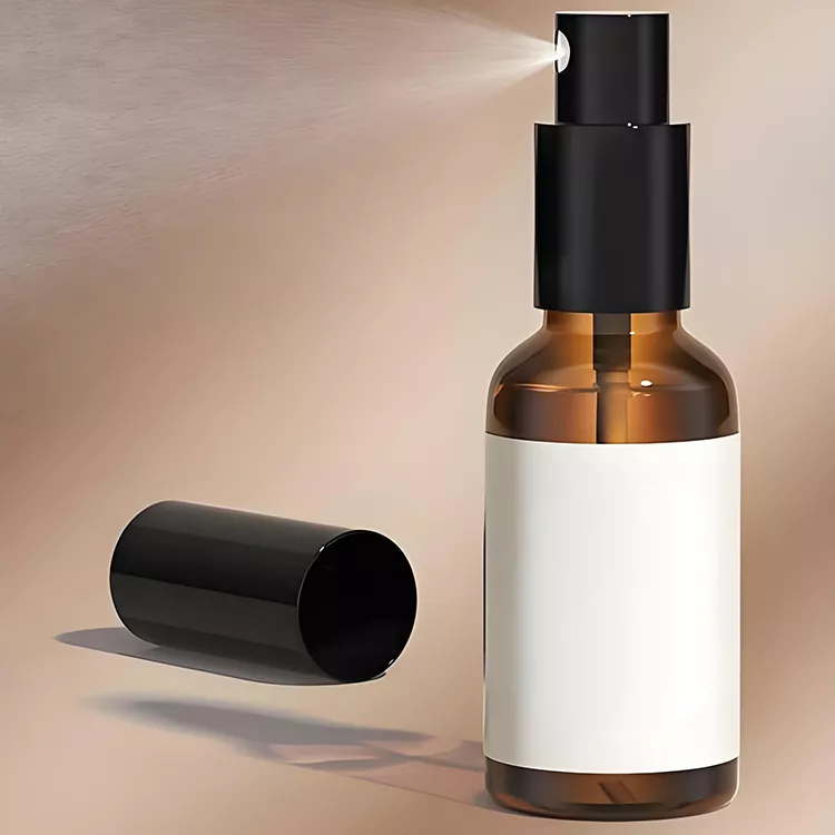 Brown glass cosmetics bottles