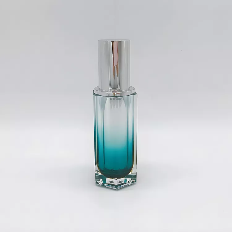 Colorful glass cosmetics bottle