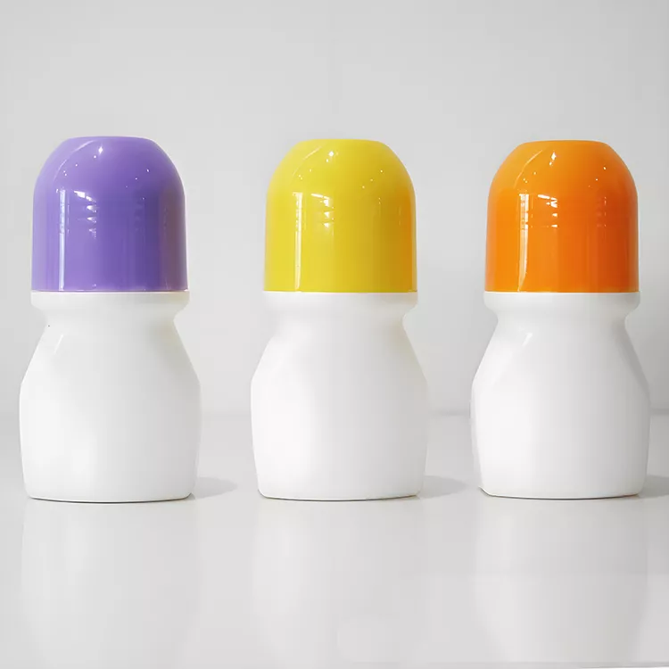 Cosmetic plastic roll on bottle for deodorant