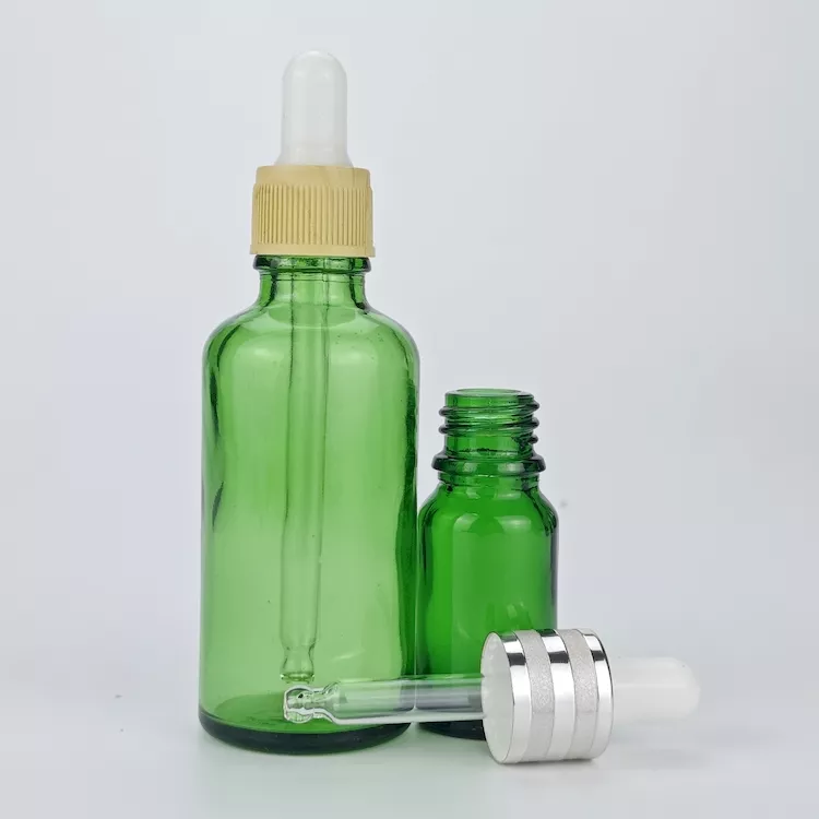 Green glass perfume oil essential oil bottle