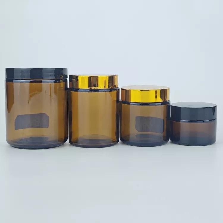 Brown glass cosmetic jar