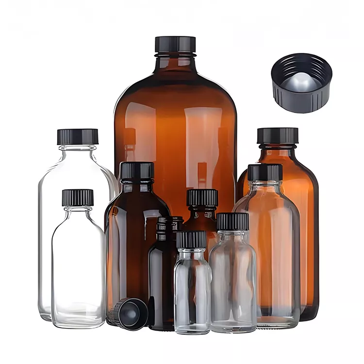 Boston round glass bottle