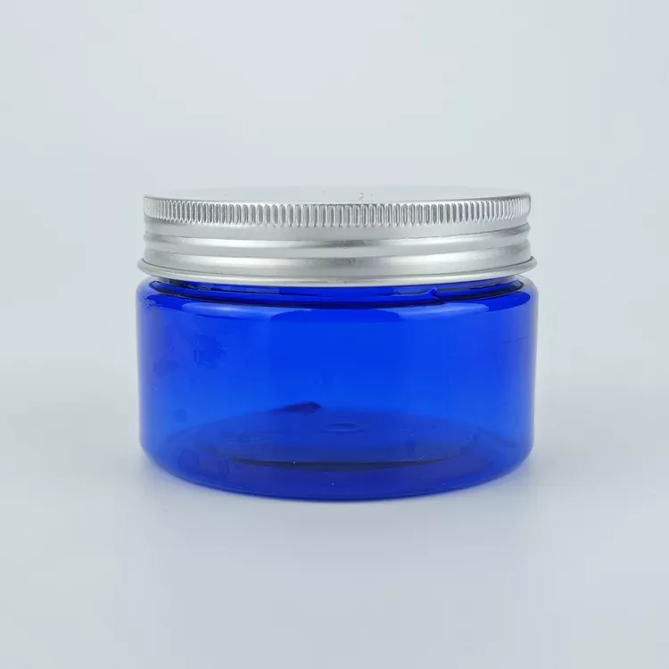 Blue cosmetics cream jar